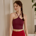 Chinese-Style Halter Neck Yoga Tank Top With Fixed Chest Pads
