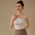 Chinese-Style Halter Neck Yoga Tank Top With Fixed Chest Pads