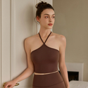 Chinese-Style Halter Neck Yoga Tank Top With Fixed Chest Pads