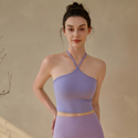 Chinese-Style Halter Neck Yoga Tank Top With Fixed Chest Pads