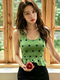 Polka Dot Ruffle Trim Yoga Top With Removable Pads