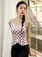 Polka Dot Ruffle Trim Yoga Top With Removable Pads