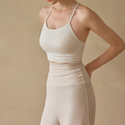 Naked-Feel Petal-Hem Sports Bra Shockproof Fixed Cups Yoga Wear