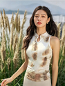 Chinese-Style Yoga Tank Top Vintage-Inspired Workout Top
