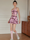 Plaid Color-Block Sports Skirt Set With Tank Top
