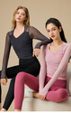 Faux Two-Piece Nude-Feel Cami Yoga Tank Top With Mesh Long-Sleeve Cover-Up