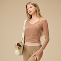 Faux Two-Piece Nude-Feel Cami Yoga Tank Top With Mesh Long-Sleeve Cover-Up