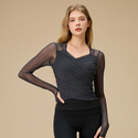 Faux Two-Piece Nude-Feel Cami Yoga Tank Top With Mesh Long-Sleeve Cover-Up