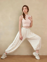 Loose Wide-Leg Yoga Set With Lantern Pants And Sleeveless Vest