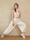 Loose Wide-Leg Yoga Set With Lantern Pants And Sleeveless Vest