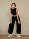 Loose Wide-Leg Yoga Set With Lantern Pants And Sleeveless Vest