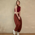 Loose Wide-Leg Yoga Set With Lantern Pants And Sleeveless Vest
