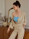 Linen Cotton Loose Fit Mid-Sleeve Yoga Top For Women