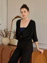 Linen Cotton Loose Fit Mid-Sleeve Yoga Top For Women