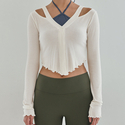 Long-Sleeve Yoga Dance Pilates Top With Lace Detail