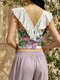 Printed Flutter Sleeve Cropped Yoga Bra Tank Top
