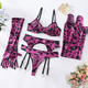 Tie-Dye Colorful Push-Up Mesh Lingerie Five-Piece Set