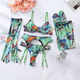 Tie-Dye Colorful Push-Up Mesh Lingerie Five-Piece Set