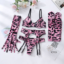 Tie-Dye Colorful Push-Up Mesh Lingerie Five-Piece Set