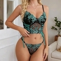 Blumengesticktes Mesh-Strappy-Transparent-Zweiteiler-Dessous-Set