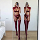 Burgunderrotes Weinrotes Spitzen-Mesh-Transparent-6-Teiler-Dessous-Set Mit Stola