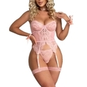 Pink Lace Sheer 5-Piece Lingerie Set