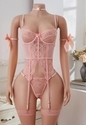 Pink Lace Sheer 5-Piece Lingerie Set