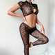 Schwarzes Blumen-Spitzen-Cutout-Vintage-Schnallen-Shapewear-Dessous-Zweiteiler-Set