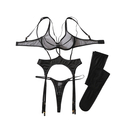 Black Sheer Mesh Cutout Halter Shapewear Four-Piece Set