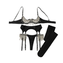 Black Sheer Cutout Rhinestone Tassel Shapewear Two-Piece Set