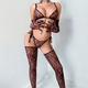 Schwarzes Leopardenmuster Transparent-Leopardenmuster-Dessous-Set Mit Strappy-Höschen
