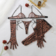 Schwarzes Leopardenmuster Transparent-Leopardenmuster-Dessous-Set Mit Strappy-Höschen