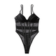 Black French Lace Sheer V-Neck Corset Bodysuit