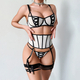 Black and white Sheer Mesh Fishbone Corset Slimming Shapewear Two-Piece Set