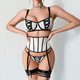 Black and white Sheer Mesh Fishbone Corset Slimming Shapewear Two-Piece Set