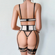 Black and white Sheer Mesh Fishbone Corset Slimming Shapewear Two-Piece Set