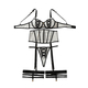 Black and white Sheer Mesh Fishbone Corset Slimming Shapewear Two-Piece Set