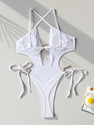 6826 White One-Piece Lace-Up Backless Swimsuit