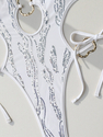 6826 White One-Piece Lace-Up Backless Swimsuit