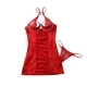Elegantes, transparentes Nachthemd mit Halterneck, Wimpernspitze und Cutouts inklusive Tanga