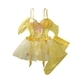 Yellow 3D Flower Mesh Puff Skirt With Stockings