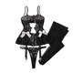 Black Sheer Lace Camisole Shapewear Lingerie Set With Bow Detail