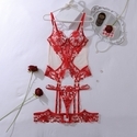 Sequin Embroidered Sheer Mesh Lingerie Two-Piece Set