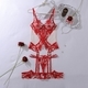 Sequin Embroidered Sheer Mesh Lingerie Two-Piece Set