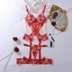 Sequin Embroidered Sheer Mesh Lingerie Two-Piece Set
