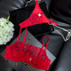 Red Red Lace Bandeau Lingerie Set With Underwire