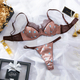 Coffee Coffee-Colored Lace-Paneled Ultra-Thin Bra Set