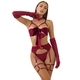 Lace Bow Mesh Push-Up Garter 4-Piece Lingerie Set