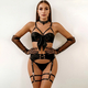 Lace Bow Mesh Push-Up Garter 4-Piece Lingerie Set