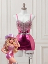 Pink Sequin Fringe Bodycon Mini Dress